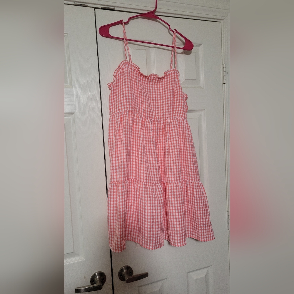 WILD FANBLE Tiered Peach(ish) Gingham Dress - Bought at Target - NWT